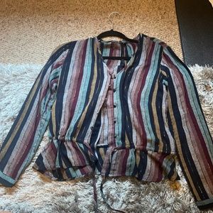 Free people long sleeve strip blouse